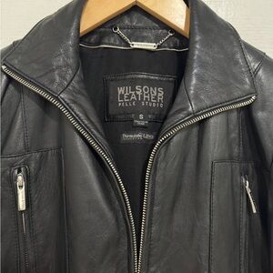 Vintage Wilsons Leather Black Jacket For Women Size Small